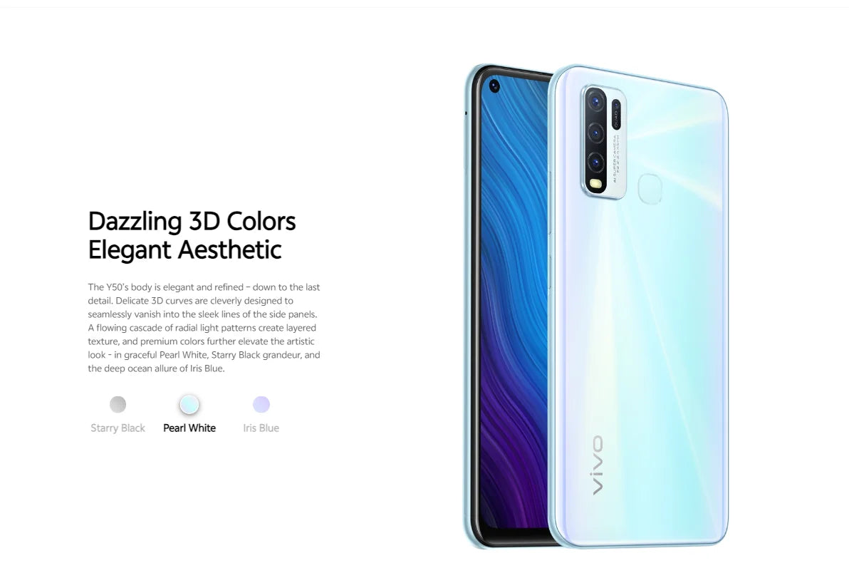 VIVO Y50 Global mobile phone Snapdragon 665 Octa Core 6.53" 5000mAh 8GB 128GB 16.0MP Cameras .